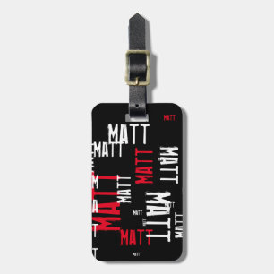 personalised name typography luggage tag