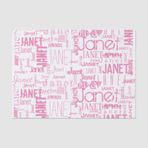 Personalised Name Typography Pink Word Cloud Tissue Paper