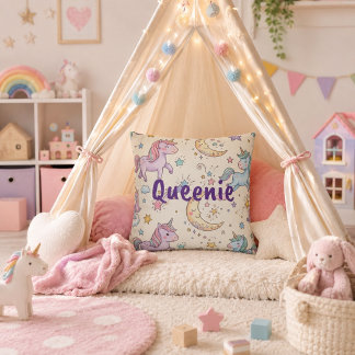 Personalised Name Unicorn Bedroom Decor Cushion