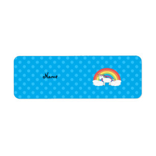 Personalised name unicorn blue polka dots