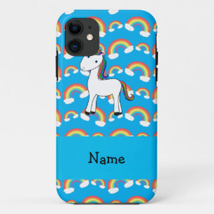 Personalised name unicorn blue rainbows Case-Mate iPhone case