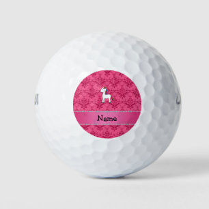 Personalised name unicorn pink damask golf balls