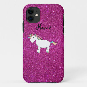 Personalised name unicorn pink glitter Case-Mate iPhone case