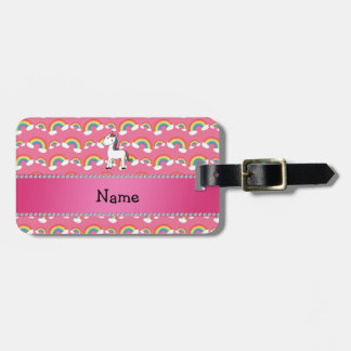Personalised name unicorn pink rainbows luggage tag