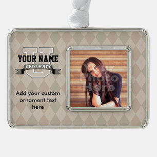 Personalised Name University Cool Funny College Silver Plated Framed Ornament