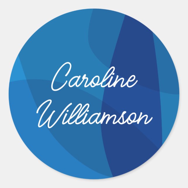 Personalised Name Vibrant Blue Favour Graduation Classic Round Sticker (Front)