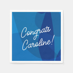 Personalised Name Vibrant Blue Favour Graduation Napkin