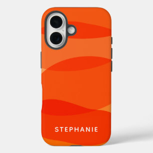 Personalised Name Vibrant Red Orange Abstract Bold iPhone 16 Case