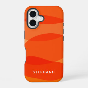 Personalised Name Vibrant Red Orange Abstract Bold iPhone 16 Case