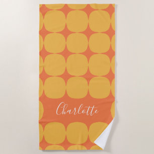 Personalised Name Vibrant Yellow Orange Favour Beach Towel