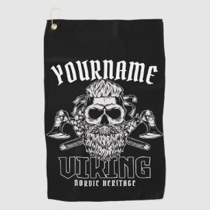 Personalised NAME Viking Nordic Warrior Heritage Golf Towel