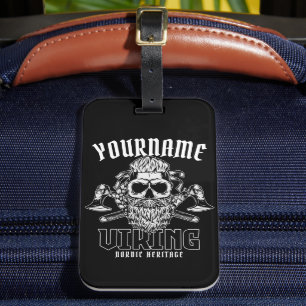 Personalised NAME Viking Nordic Warrior Heritage Luggage Tag