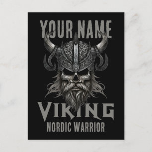 Personalised NAME Viking Warrior Heritage  Holiday Postcard