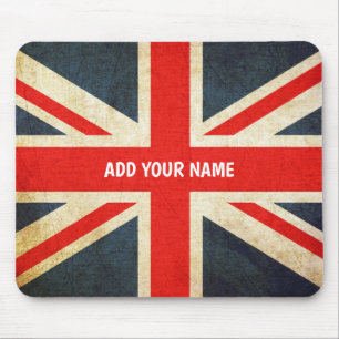 Personalised Name Vintage Grunge Union Jack Flag Mouse Pad