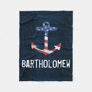 Personalised Name Vintage Patriotic USA Anchor Fleece Blanket