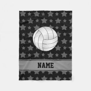 Personalised name volleyball black stars fleece blanket