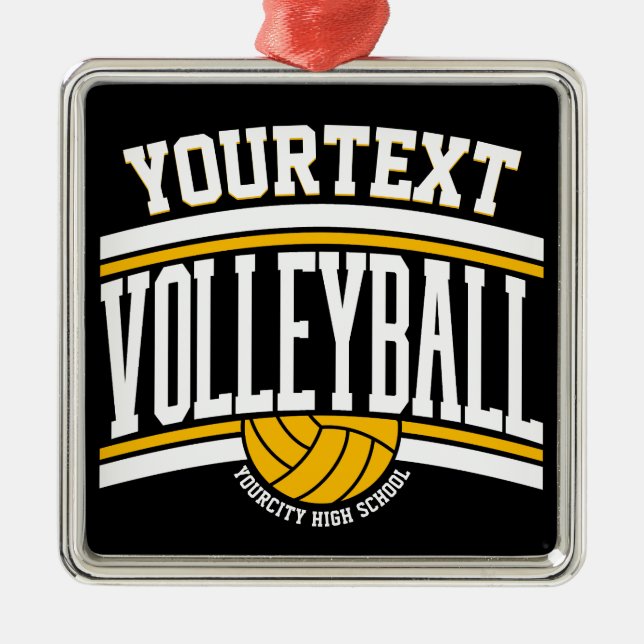 Personalised NAME Volleyball Player School Team Metal Tree Decoration (Front)