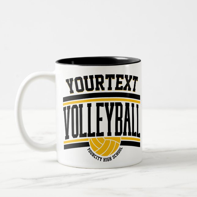 Personalised NAME Volleyball Player School Team  Two-Tone Coffee Mug (Left)