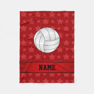 Personalised name volleyball red stars fleece blanket
