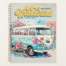 Personalised Name Wanderlust Retro Bus Travel