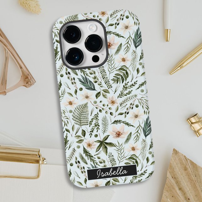 Personalised Name Watercolor Floral  Case-Mate iPhone Case (In situ)