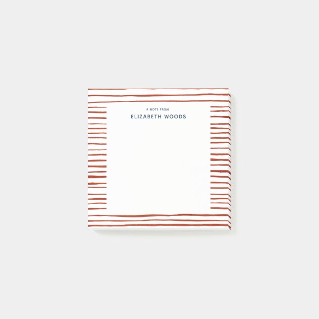  Personalised Name Watercolor Red Striped Holidays Post-it Notes (Front)