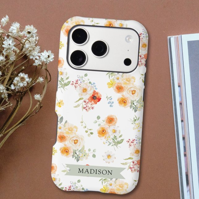 Personalised Name Watercolor Sunny Floral Pattern (Creator Uploaded)