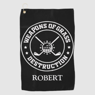 Personalised Name Weapons Of Grass Destruction Golf Towel
