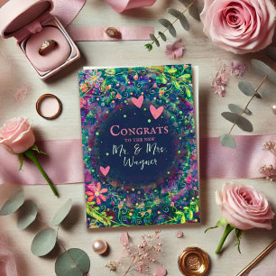 Personalised Name Wedding Modern Purple Elegant Card