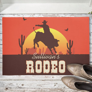 Personalised NAME Western Cowboy Bull Rider Rodeo Doormat