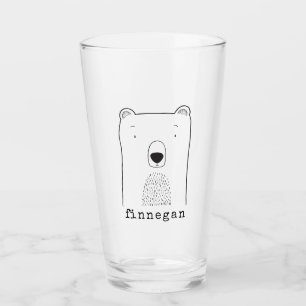 Personalised Name Whimsical Bear Cute Playful Glass