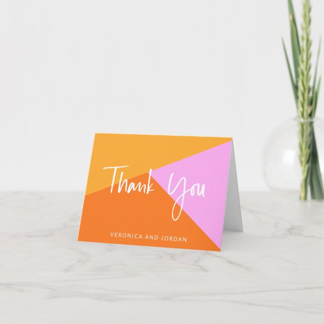 Personalised Name Whimsical Geometric Colourful Thank You Card (Front)