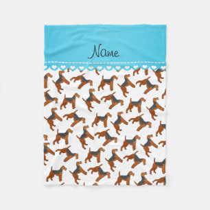 Personalised name white airedale terriers dogs fleece blanket