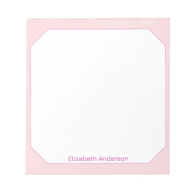 Personalised Name White and Light Pink Notepad (Front)