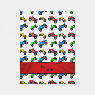 Personalised name white atv pattern fleece blanket