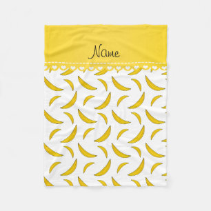 Personalised name white bananas fleece blanket
