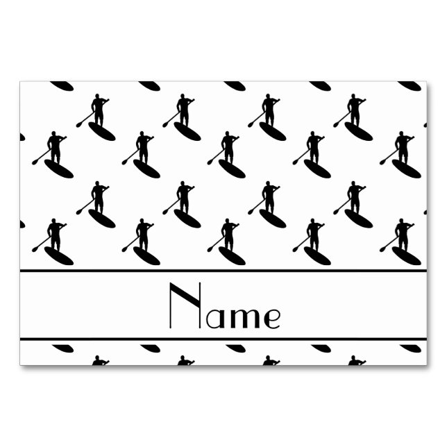 Personalised name white black paddleboarding table number (Front)