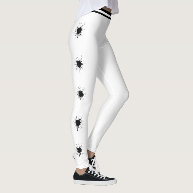 Personalised Name White Black Pattern Splash Burst Leggings (Right)