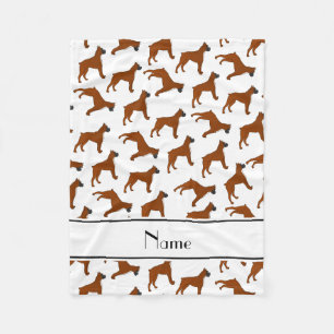 Personalised name white boxer dog pattern fleece blanket