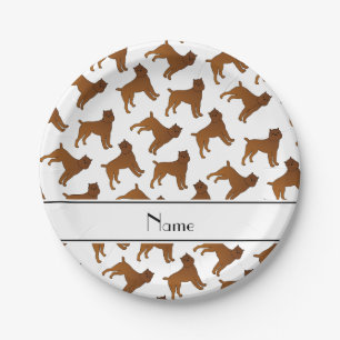 Personalised name white brussels griffon dogs paper plate