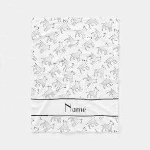 Personalised name white bull terrier dogs fleece blanket