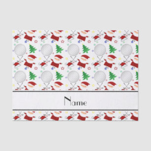 Personalised name white christmas golfing tissue paper