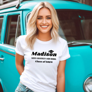 Personalised Name White Class of 2022 Graduation T-Shirt