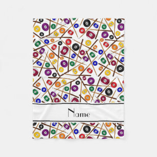 Personalised name white colourful pool pattern fleece blanket