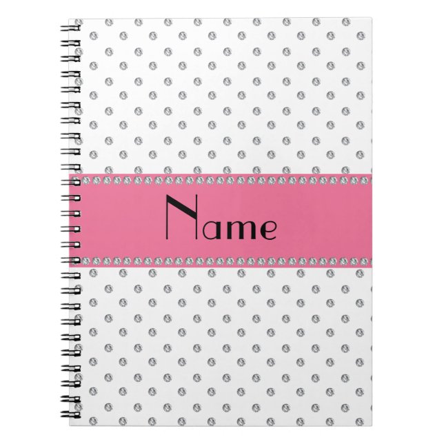 Personalised name white diamonds notebook (Front)