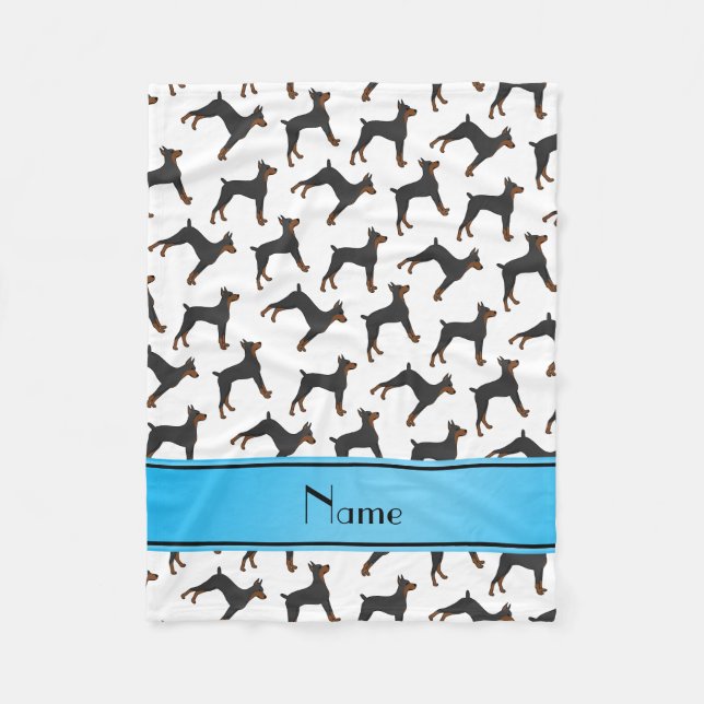 Personalised name white doberman pinschers fleece blanket (Front)