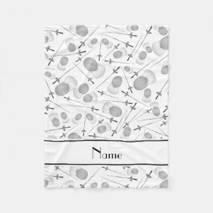 Personalised name white fencing pattern fleece blanket