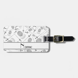 Personalised name white fencing pattern luggage tag
