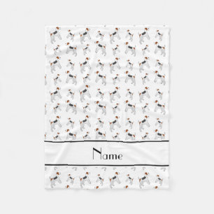 Personalised name white fox terrier dogs fleece blanket