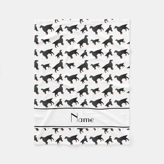 Personalised name white gordon setter dogs fleece blanket (Front)